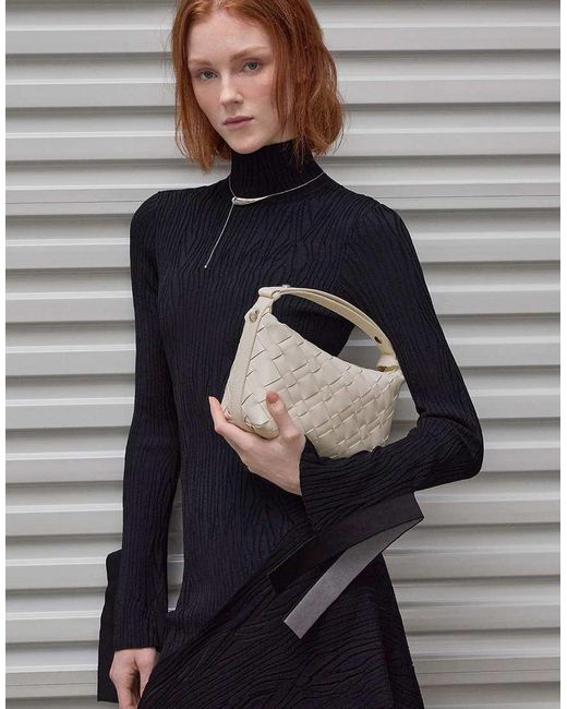 Charles & Keith Gray Ivette Woven Shoulder Bag