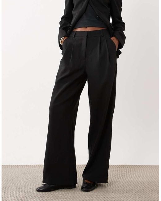 4th & Reckless Black Tailored Pleat Front Straight Leg Trouser Co-Ord