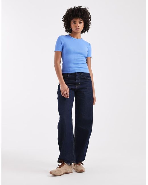 ONLY Blue Ribbed T-shirt
