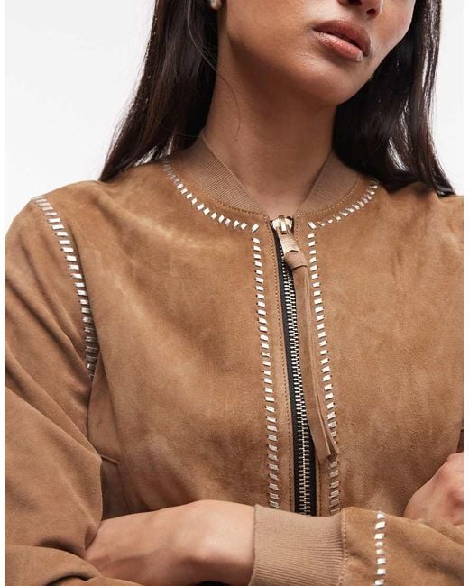 AllSaints Brown Orten Whip Suede Bomber Jacket