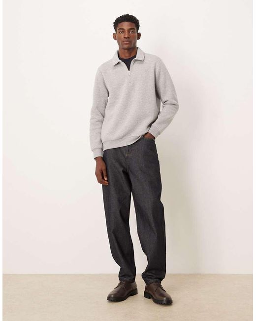 ASOS Natural Quarter Zip Sweatshirt With Collar for men
