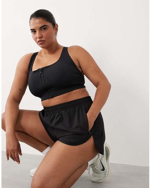 4505 Black Curve Icon Active High Support Sports Bra With Removable Padding And Adjustable Straps