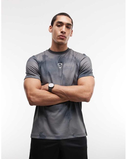 Nike Football Gray Dri-fit Academy+ Central Logo Printed T-shirt for men