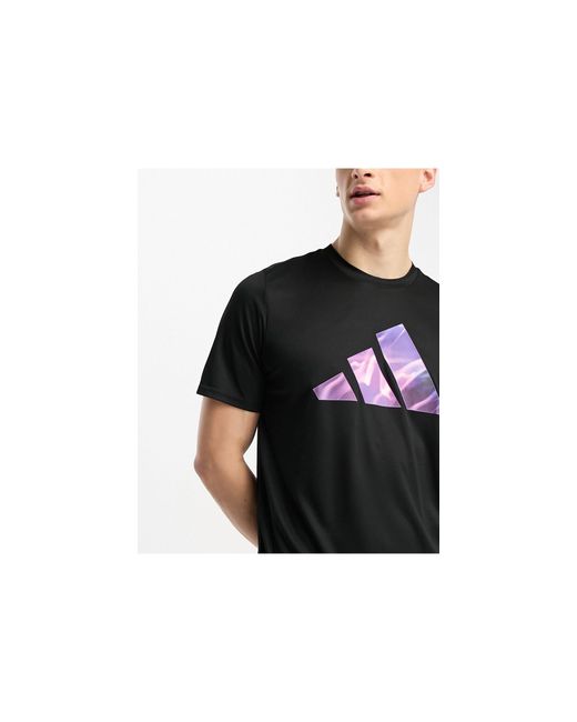 adidas Originals Adidas Training Design 4 Training Electric Print 3 Bar  Logo T-shirt in Black for Men | Lyst