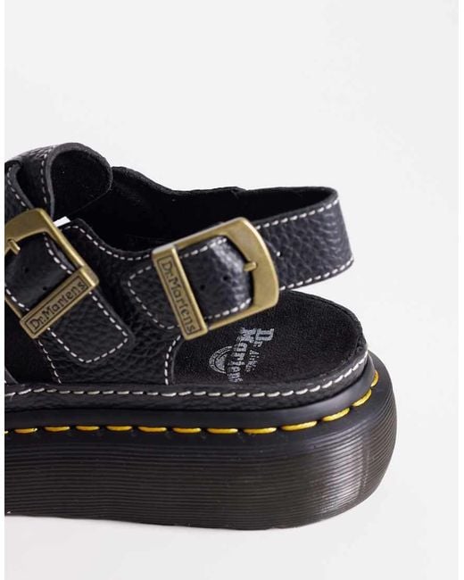Dr. Martens Black Wrenlie Floral Embossed Sandals