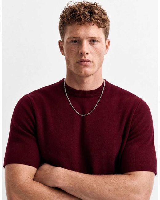 ASOS Red Oversized Knitted T-Shirt With Graphic for men