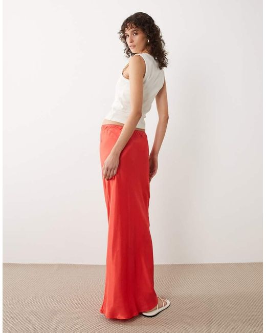 Miss Selfridge Pink Satin Bias Maxi Skirt