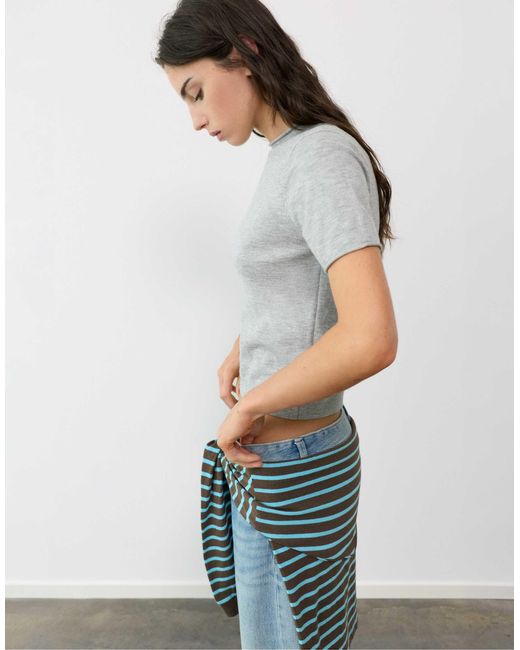 Pull ajusté à manches courtes Pull&Bear en coloris Blue