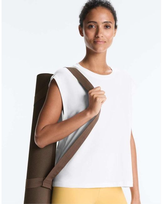 Oysho White Cotton Blend Sleeveless Seamless T-Shirt