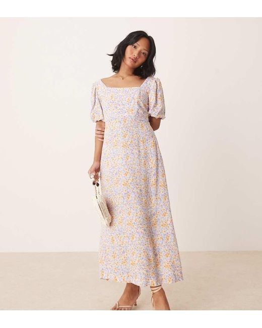Nobody's Child Petite Natural Lara Puff Sleeve Midi Dress