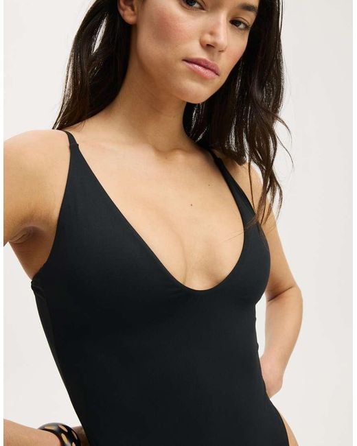 Cotton On Blue Tie Back Strappy One Piece Brazilian