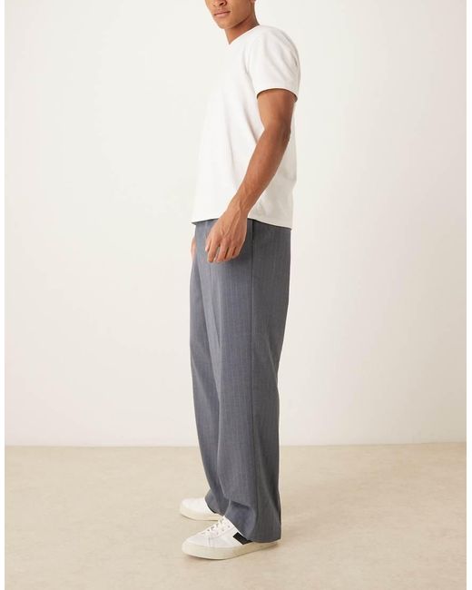 ASOS Blue Smart Wide Leg Flannel Trousers for men