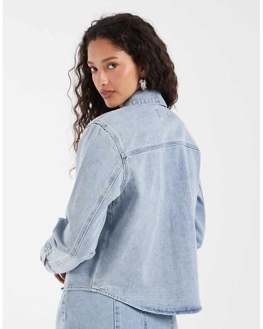 Aware Blue Button Up Denim Overshirt With Pockets