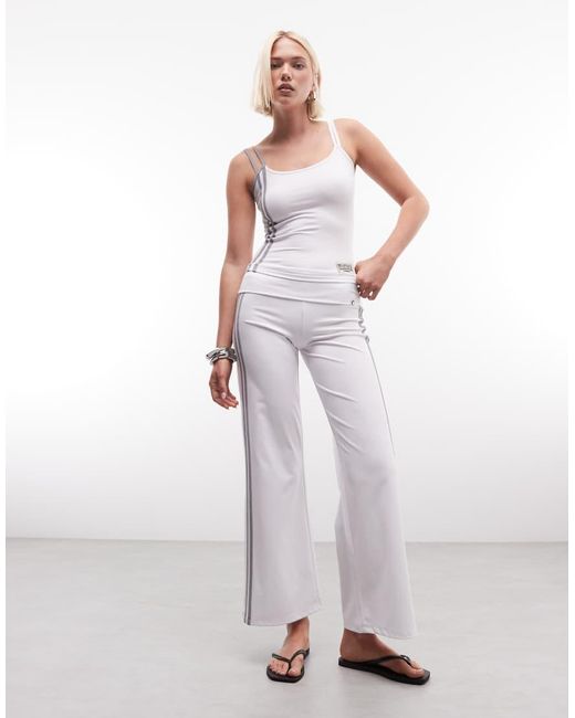 Collusion White Low Rise Flared Track Pant Co-ord