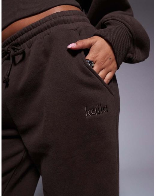 Kaiia Blue Exclusive Cotton Rich Ribbed Waistband joggers Co-ord