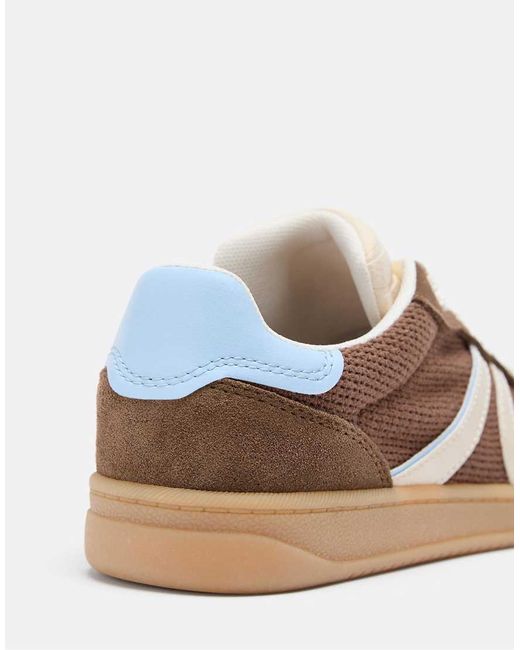 Stradivarius Brown Die-cut Trainers With Leather Details