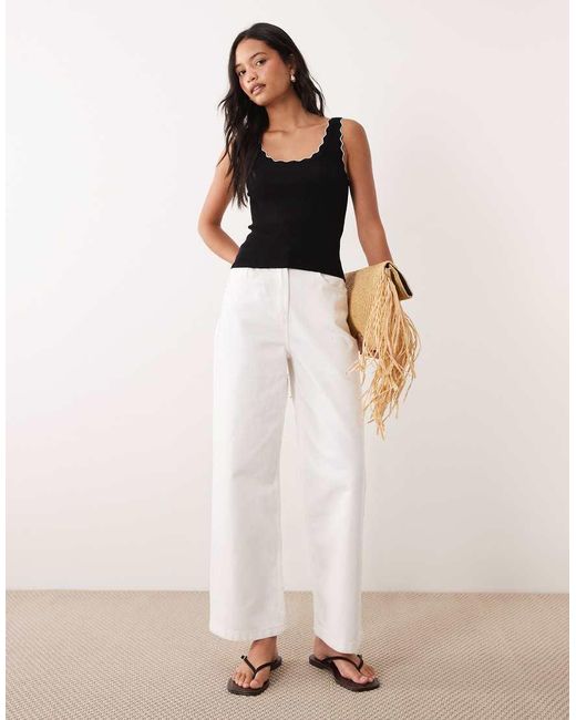Jdy Black Scalloped Edge Knit Tank Top