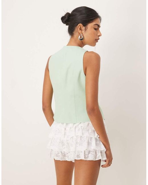 Mango Green Tailored Button Detail Top