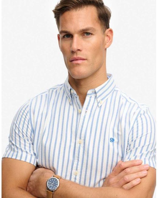 Superdry White Preppy Oxford Short Sleeve Shirt for men