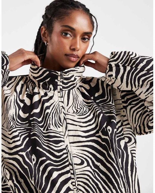 ASOS Black Oversized Bubble Hem Track Jacket