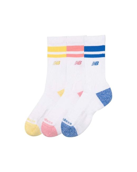 New Balance White Active Premium Stripe Crew Socks 3 Pack