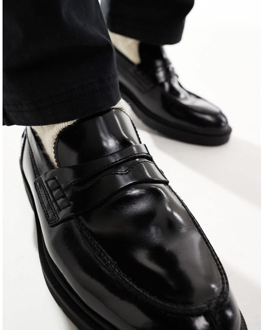 Jack & Jones Black Penny Loafer With Chunky Sole for men