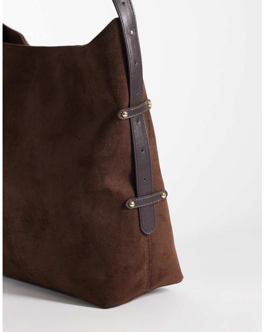 ASOS Brown Faux Suede Oversized Bucket Tote Bag