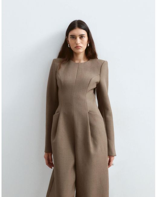 ARRANGE Brown Structured Tailored Jumpsuit