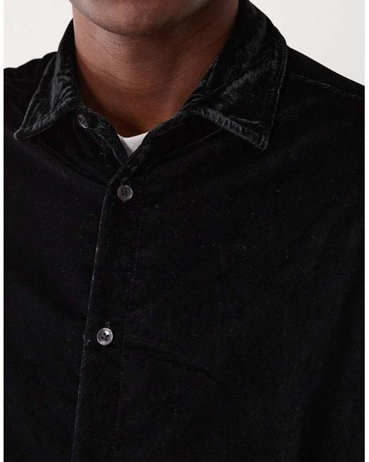 ASOS Black Relaxed Velvet Shirt for men