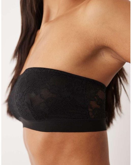 ASOS Black Morgana Lace Bandeau With Microfibre Edge