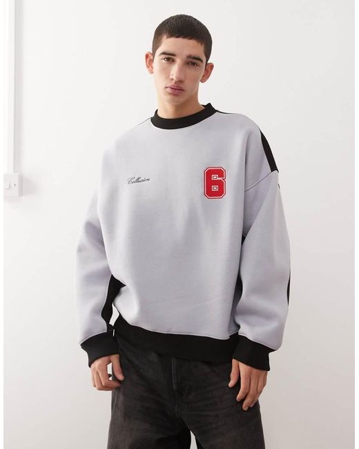 Collusion Gray Football Oversized Boxy Sweatshirt for men