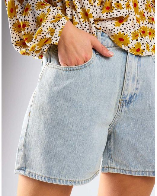 Glamorous Metallic High Waist Rigid Denim Short