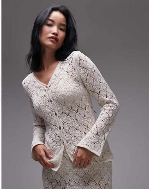 TOPSHOP Gray Knitted Stitchy Cardigan Co-ord
