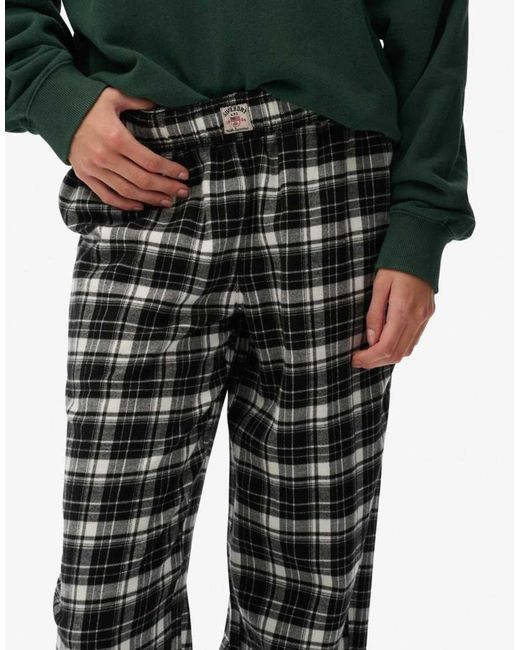Superdry Green Cotton Check Elastic Trousers