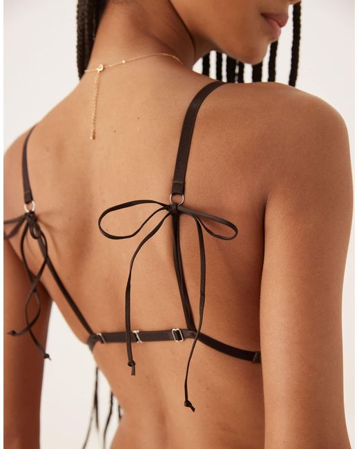 KAT THE LABEL Black Sorrento Satin Lace Bralette