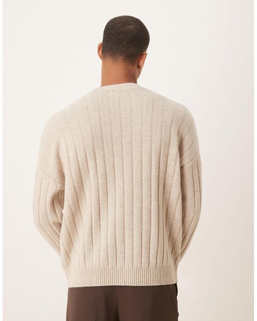 Pull oversize ras ASOS pour homme en coloris Natural