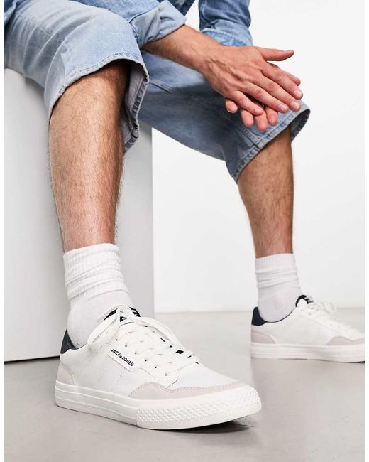 Jack & Jones Blue Canvas Trainer With Contrast Panels for men