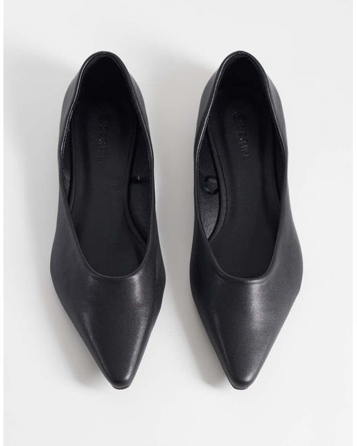 SEQWL Wide Fit White Scar Pointed Ballet Flats