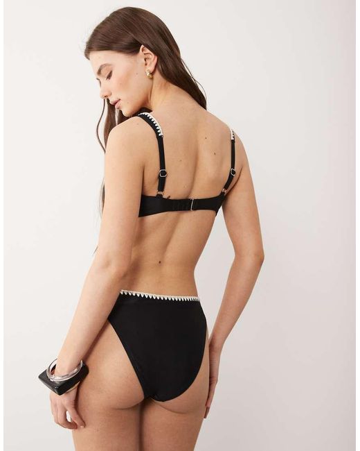 Abercrombie & Fitch Natural Co-Ord Mid Rise Contrast Seam Bikini Bottoms