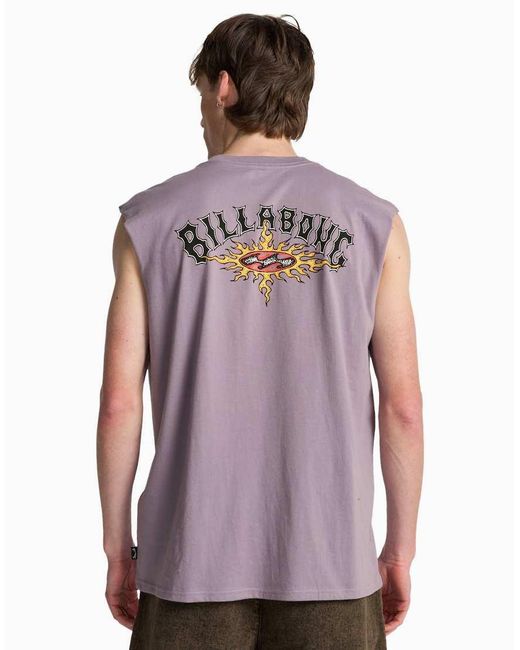 Billabong Purple Burn Out Muscle T-Shirt for men
