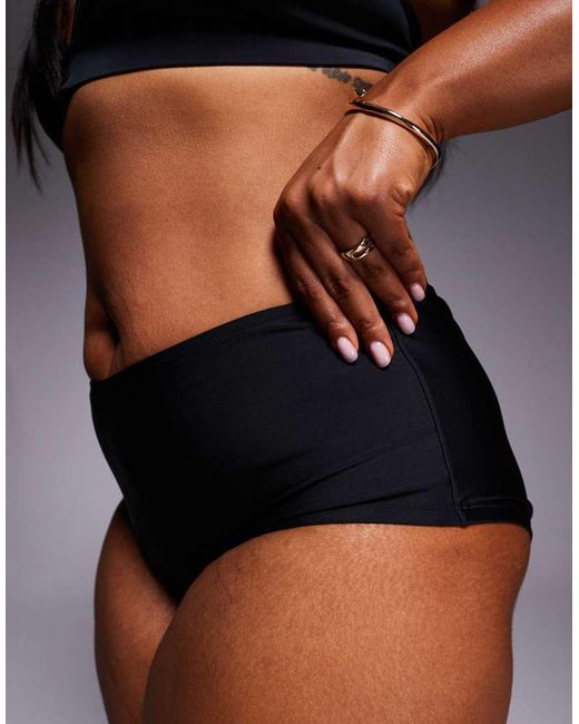 ASOS Black Asos Design Curve Maya Sao Paulo Mid Rise Short Bikini Bottom
