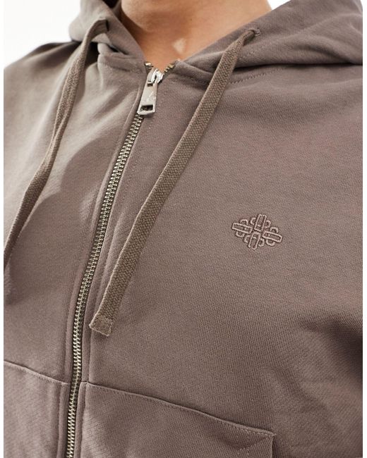 The Couture Club Brown Co-ord Emblem Relaxed Zip Through Hoodie
