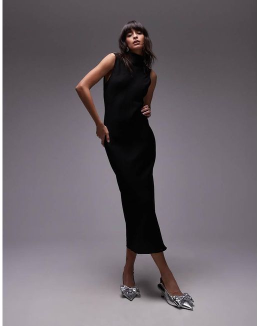 ARKET Black Bias Cut Maxi Dress With Low Cowl Back