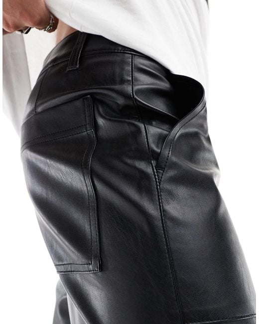 ASOS White Straight Leather Look Pants for men