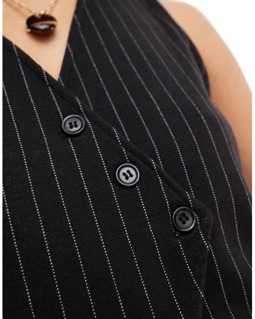 Chaleco De Sastre Negro Con Raya Diplomática Y Detalle De Tapeta Asimétrica De (Parte De Un Conjunto) Pieces de color Black