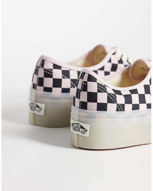 Vans White Authentic stackform sneaker mit karomuster