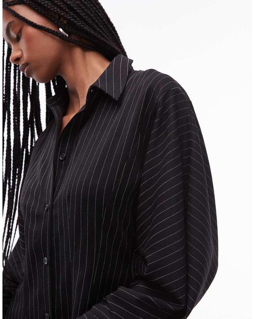 Vestito Camicia Corto Gessato Stretto di ASOS in Black