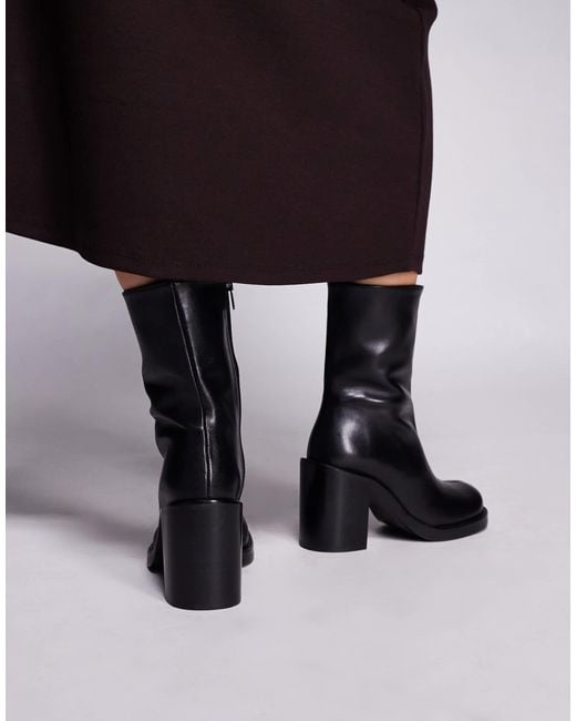 ASOS Black Remy Premium Leather Heeled Ankle Boots