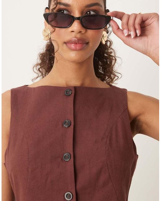 ASOS Red Button Down Vest Jumpsuit