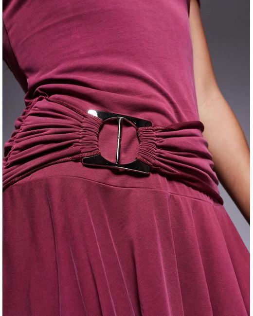Princess Polly Purple Primadonna Off The Shoulder Metal Hardware Detail Ruffle Hem Open Back Mini Dress